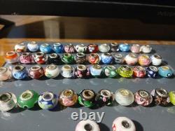 925 sterling silver murano glass bead lot
