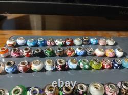 925 sterling silver murano glass bead lot