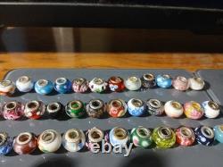 925 sterling silver murano glass bead lot