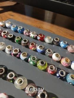 925 sterling silver murano glass bead lot