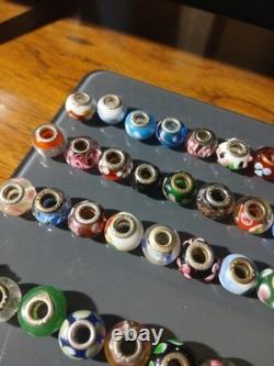 925 sterling silver murano glass bead lot
