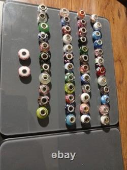925 sterling silver murano glass bead lot