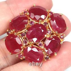 9 X 12 MM. Oval With Round Heated Ruby Ring 925 Sterling Silver SZ 6
