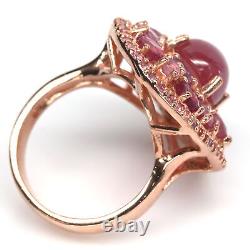 9 X 12 MM. Red With Pink Heated-Ruby & Sapphire Ring 925 Sterling Silver