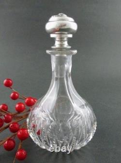 ABP Cut Glass PERFUME Bottle Zipper pattern Roses STERLING Silver Stopper
