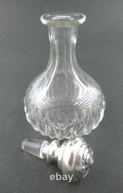 ABP Cut Glass PERFUME Bottle Zipper pattern Roses STERLING Silver Stopper