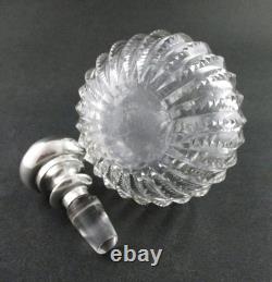 ABP Cut Glass PERFUME Bottle Zipper pattern Roses STERLING Silver Stopper