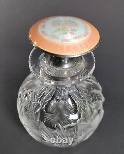 ABP Cut Perfume Bottle Foster & Bailey Sterling Silver Guilloche Stopper