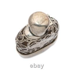 ALVIN AMERICAN STERLING SILVER OVERLAY & GLASS FLASK With REMOVABLE CUP LATE 1800S
