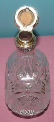 AMERICAN GORHAM STERLING SILVER TOPPED & CUT GLASS WHISKY DECANTER JUG, Bottle