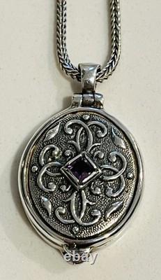 ANATOLI Sterling Silver Amethyst, Locket Charm Pendant Necklace