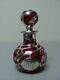 Antique Art Nouveau Cranberry Glass Perfume Bottle With Sterling Silver Overlay