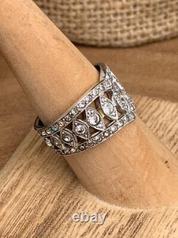 ANTIQUE RETRO STERLING Silver C & C CLARK & COOMBS RING With Crystals Size 7.75