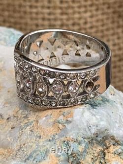 ANTIQUE RETRO STERLING Silver C & C CLARK & COOMBS RING With Crystals Size 7.75