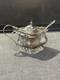 Antique Sterling Silver And Cobalt Glass Mustard Pot And Spoon 54grams