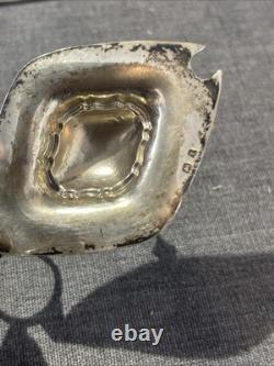 ANTIQUE STERLING SILVER AND COBALT GLASS MUSTARD POT AND SPOON 54grams