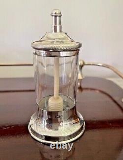 ANTIQUE STERLING SILVER GLASS SALT DISPENSER Like PEPPER GRINDER HUKIN & HEATH