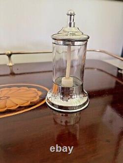 ANTIQUE STERLING SILVER GLASS SALT DISPENSER Like PEPPER GRINDER HUKIN & HEATH