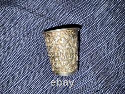 ANTIQUE STERLING SILVER Jigger Repousse SHOT GLASS Embossed