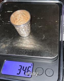 ANTIQUE STERLING SILVER Jigger Repousse SHOT GLASS Embossed