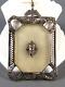 Antique/vtg Sterling Silver Camphor Glass Pendant Marcasite Dragonfly Filigree