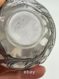 ART DECO ALVIN STEUBEN GLASS Sterling Silver Overlay Antique Perfume Bottle