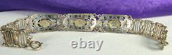 ART DECO Bracelet 1930s STERLING Silver AMETHYST Art Glass Crystals 7 Long FAB