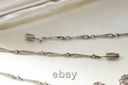 ART DECO Vintage STERLING Silver CRYSTAL Paste Y Necklace