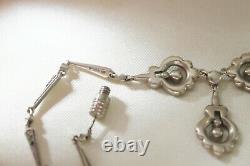 ART DECO Vintage STERLING Silver CRYSTAL Paste Y Necklace