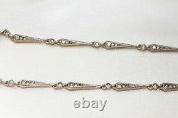 ART DECO Vintage STERLING Silver CRYSTAL Paste Y Necklace