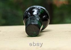 ART NOUVEAU 1900's GREEN ART GLASS 3.25 PERFUME BOTTLE STERLING SILVER OVERLAY