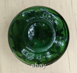 ART NOUVEAU 1900's GREEN ART GLASS 3.25 PERFUME BOTTLE STERLING SILVER OVERLAY