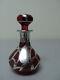 Art Nouveau Cranberry Glass Cologne Perfume Bottle With Sterling Silver Overlay