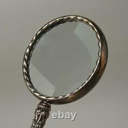ART NOUVEAU STYLE STERLING SILVER MAGNIFYING GLASS With LADY HANDLE, MARKED