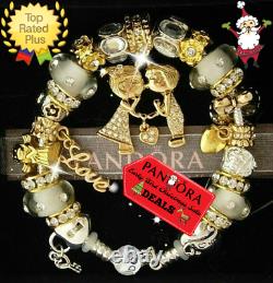 AUTHENTIC PANDORA Bracelet LOVE STORY CHRISTMAS Gold KISS European Charms New