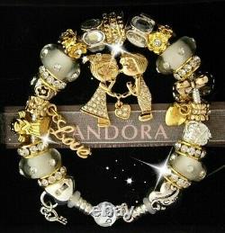 AUTHENTIC PANDORA Bracelet LOVE STORY CHRISTMAS Gold KISS European Charms New