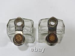 A Pair of Antique Sterling Silver Glass Perfume Bottles