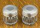 A Pair Of Victorian Sterling Silver Topped Glass Rouge Trinket Jars London 1864