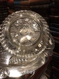 Abp Cut Glass C. F. Monroe Sterling Silver Jewelry Box Tray Cologne Powder