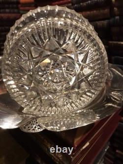 Abp Cut Glass C. F. Monroe Sterling Silver Jewelry Box Tray Cologne Powder