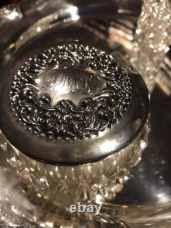 Abp Cut Glass C. F. Monroe Sterling Silver Jewelry Box Tray Cologne Powder