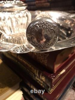 Abp Cut Glass C. F. Monroe Sterling Silver Jewelry Box Tray Cologne Powder