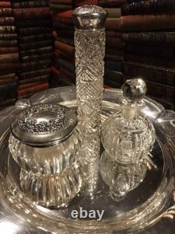 Abp Cut Glass C. F. Monroe Sterling Silver Jewelry Box Tray Cologne Powder