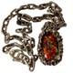 Aesthetic Dichroic Glass Diamond Sterling Silver Sculpted Cable Links Necklace