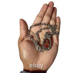 Aesthetic Dichroic Glass Diamond Sterling Silver sculpted cable links Necklace