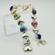 Alan K 925 Sterling Silver Murano Glass Hearts Millefiori Heart Link Bracelet 7