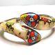 Alan K. Designer Millefiori Murano Glass Sterling Silver Hinged Bangle Bracelet