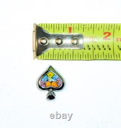 Alan K. Signed Sterling Silver Murano Millefiori Glasd Flower Heart Pendant