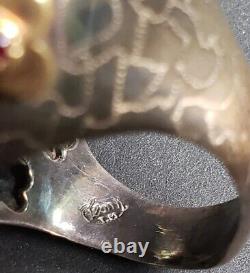Alan K Sterling Silver Millefiori Flower Murano Glass Big Statement Ring 925 Sz8