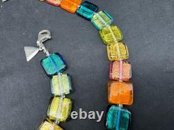 AleAle Sterling Silver Art Glass Beaded Necklace and Bracelet Set